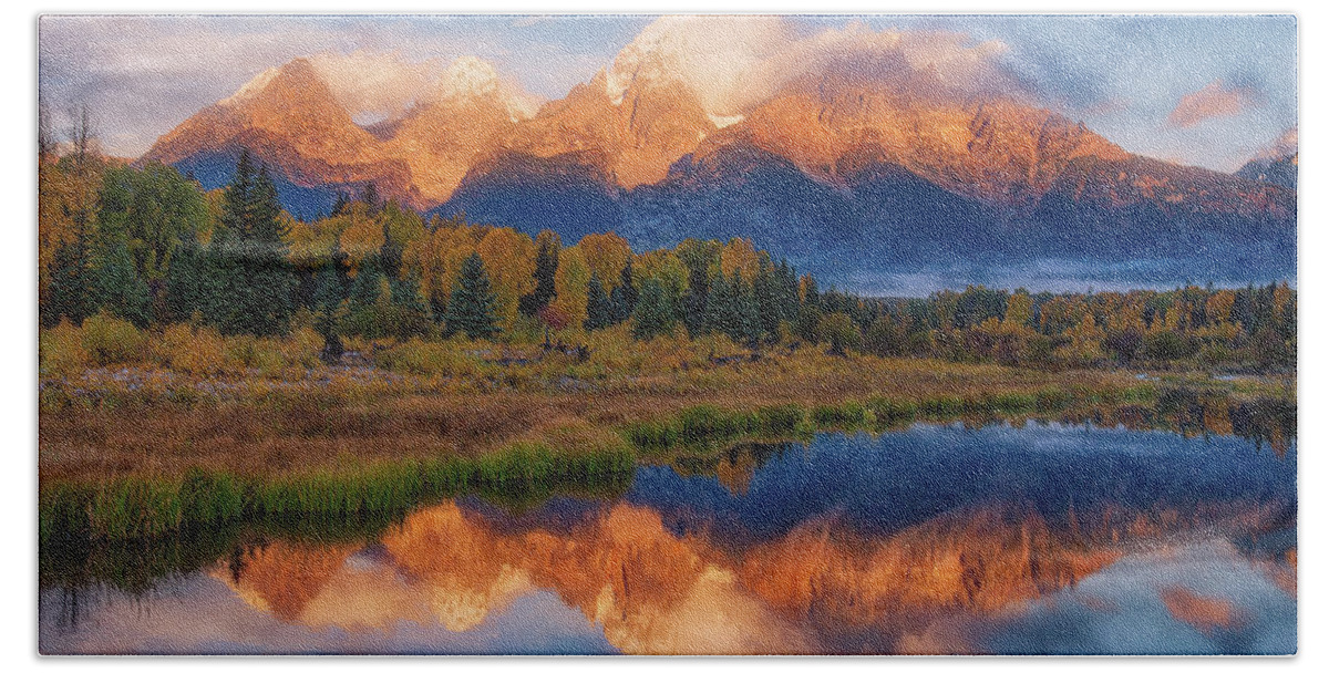 Grand Teton National Park Hand Towel featuring the photograph Teton Morning by Darren White