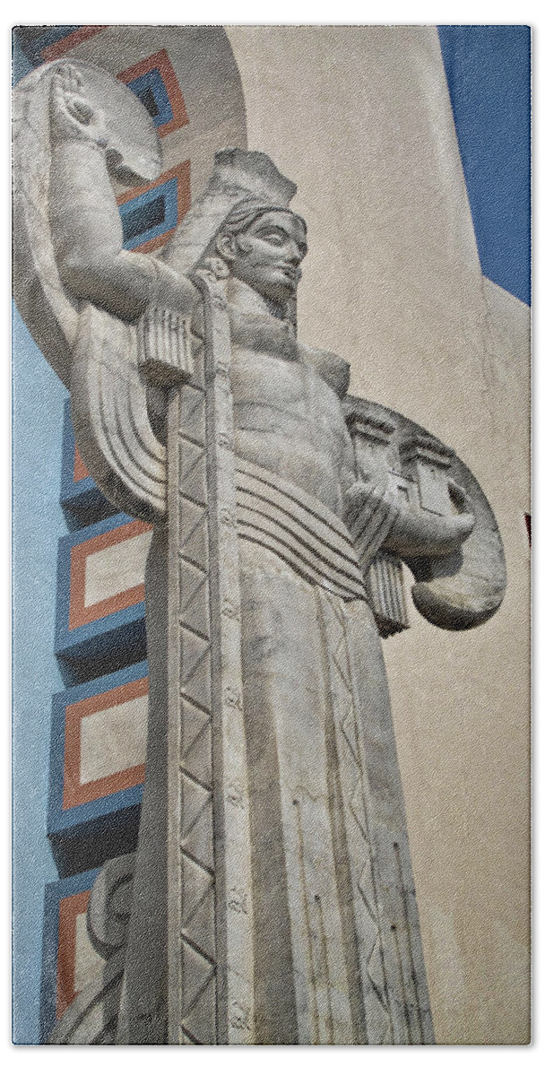 American Bath Towel featuring the photograph Texas Art Deco Sculpture by David and Carol Kelly