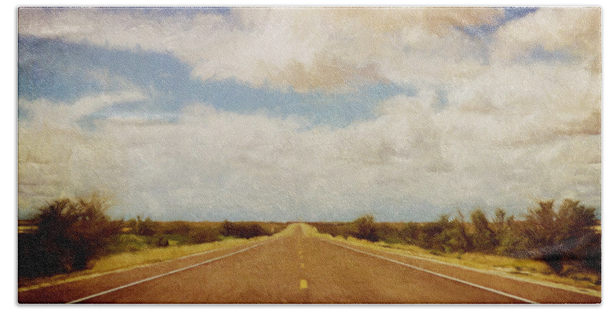 Scott Norris Photography Hand Towel featuring the photograph Texas Highway by Scott Norris