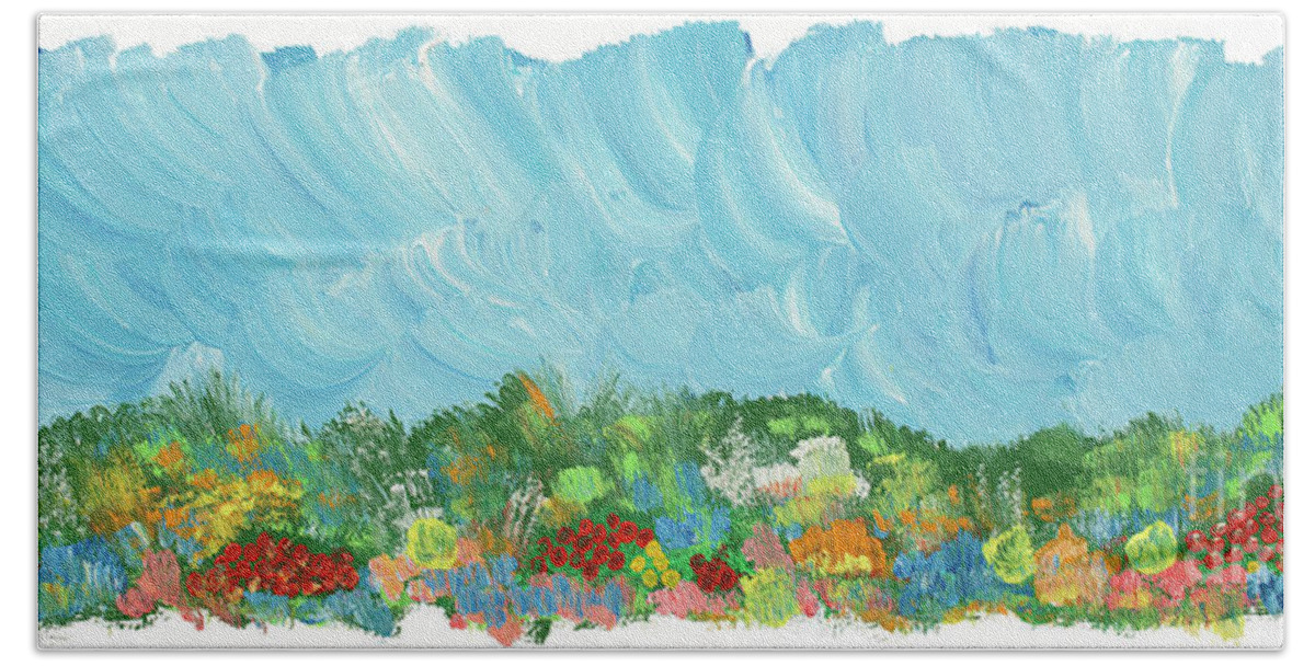 Landscape Hand Towel featuring the painting Texas roadside by Bjorn Sjogren