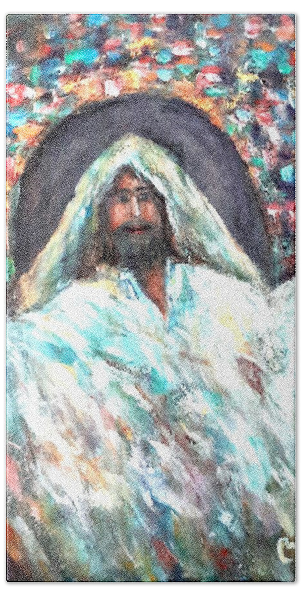  Hand Towel featuring the painting Thank you God by Wanvisa Klawklean