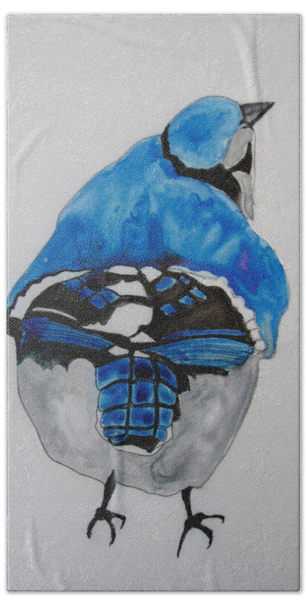 Wild Birds Bath Towel featuring the painting Thankful Blue by Patricia Arroyo