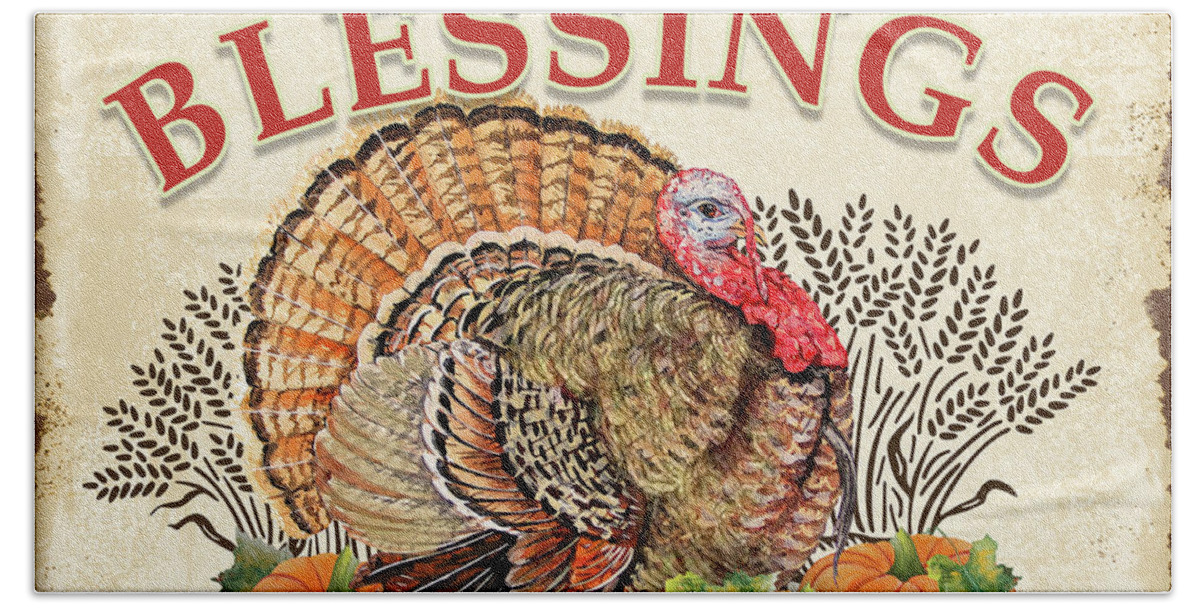 Thanksgiving Bath Towel featuring the painting Thanksgiving-E by Jean Plout
