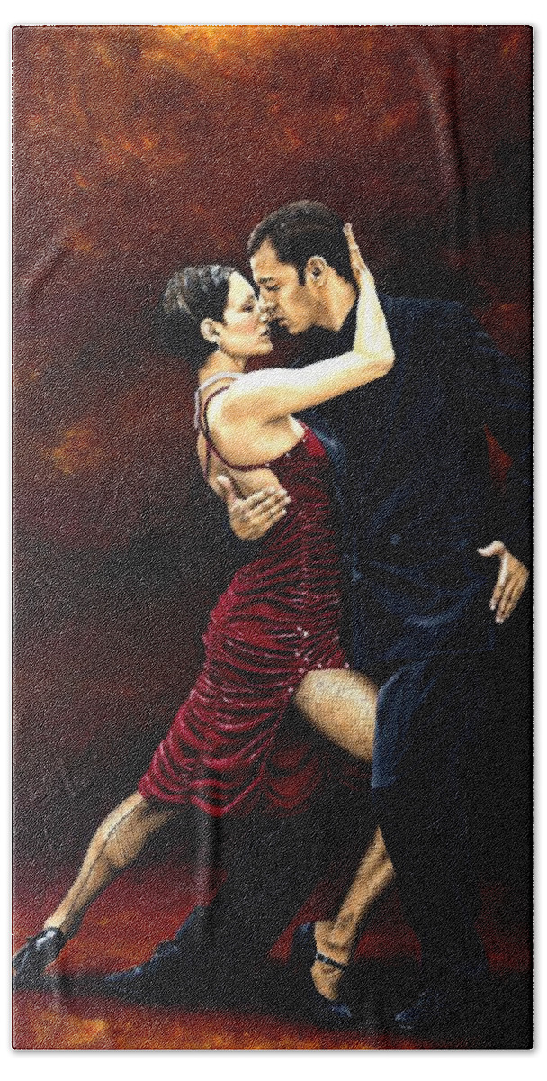 Tango Hand Towel featuring the painting That Tango Moment by Richard Young