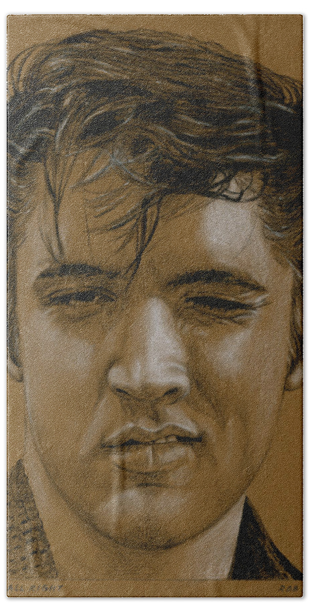 Elvis Hand Towel featuring the drawing That's all right by Rob De Vries