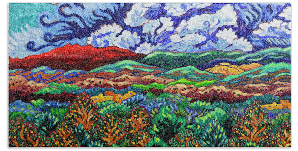 Southwestern Landscape Bath Towel featuring the painting That's Where You'll Find Me by Cathy Carey