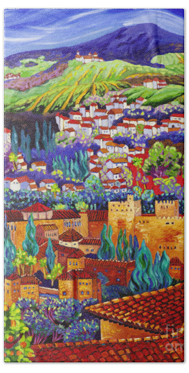 Alhambra Hand Towel featuring the painting The Alhambra by Cathy Carey
