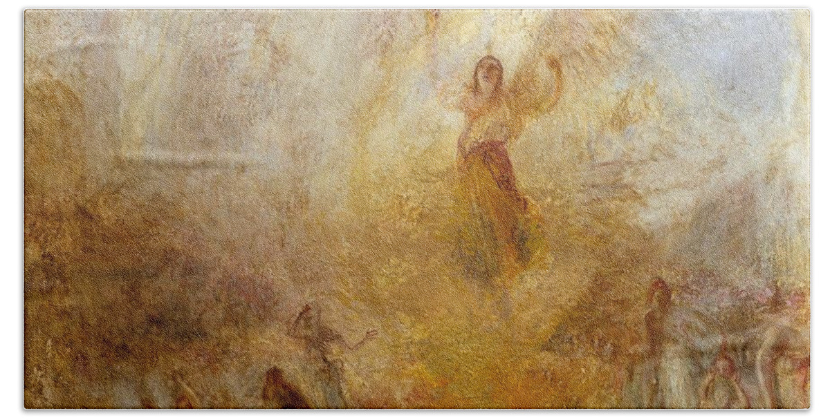 Joseph Mallord William Turner 1775�1851  The Angel Standing In The Sun Bath Towel featuring the painting The Angel Standing in the Sun by Joseph Mallord