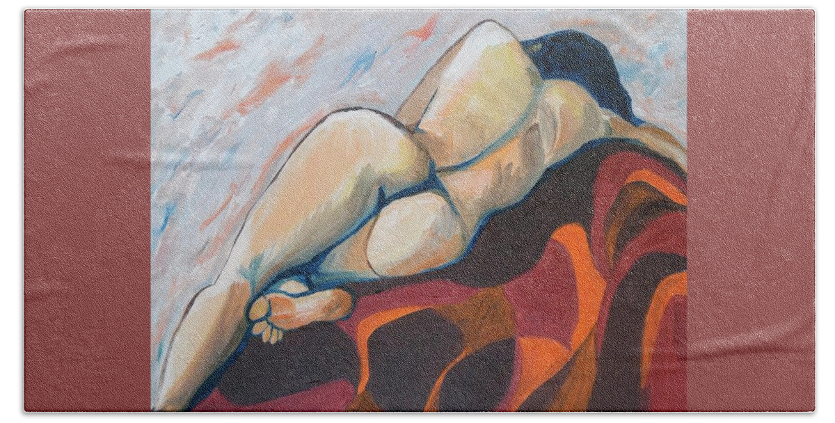The Anguish Of Love Bath Towel featuring the painting The Anguish of Love by Esther Newman-Cohen