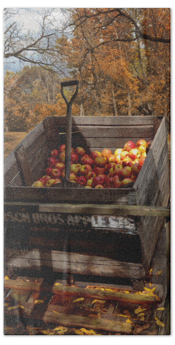 Apple Bin Hand Towel featuring the photograph The Apple Bin by Susan Rissi Tregoning