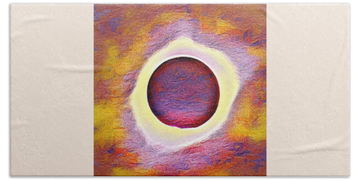 Graphic Hand Towel featuring the digital art The aura of the eclipse by Michael Oceanofwisdom Bidwell
