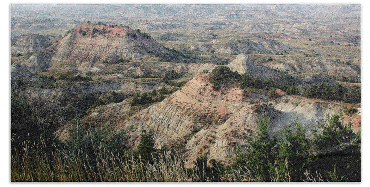 North Dakoda Hand Towel featuring the photograph The Badlands by DArcy Evans