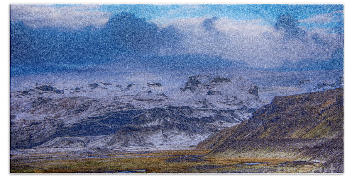 Myrdalsjokull Bath Towel featuring the photograph The base of Myrdalsjokull Glacier by Chris Thaxter