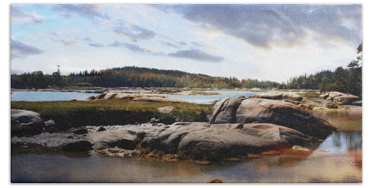 The Basin Bath Towel featuring the photograph The Basin, Vinalhaven, Maine by Michele A Loftus