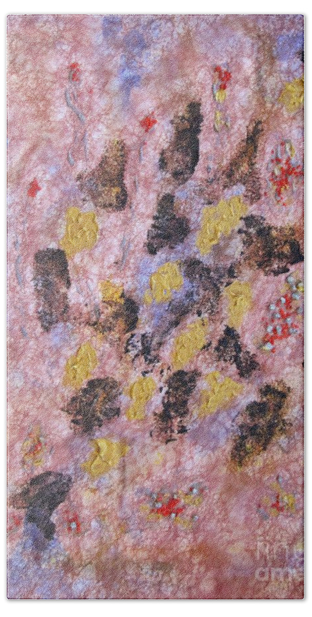 Mixed Media With Textiles Bath Towel featuring the painting The beginning of Life by Pilbri Britta Neumaerker