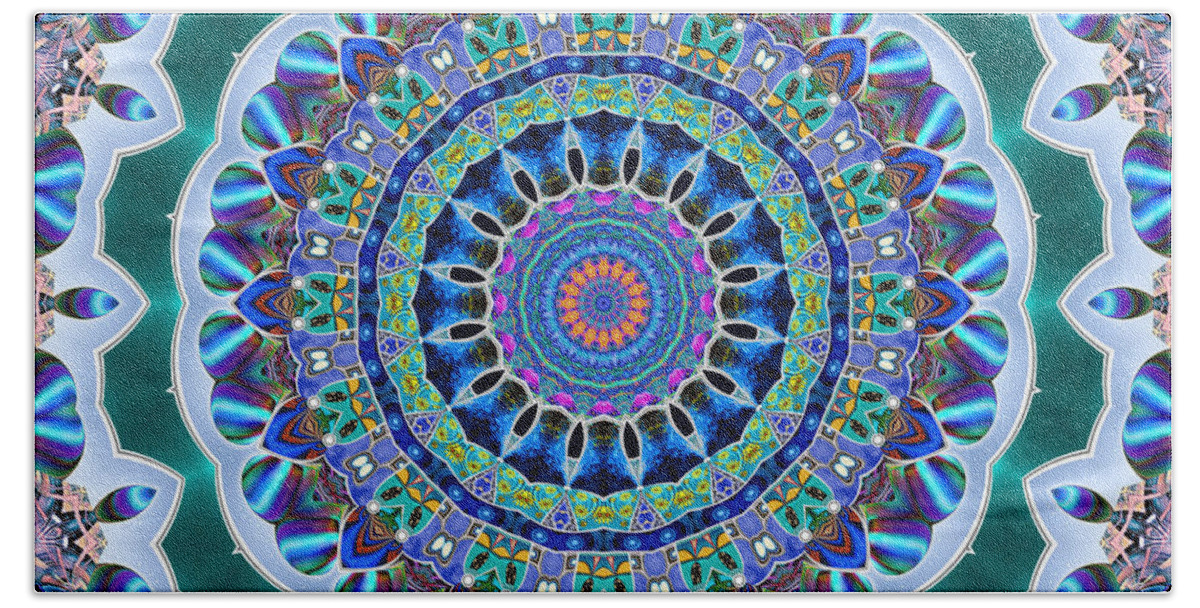 Kaleidoscope Bath Towel featuring the digital art The Blue Collective 03a by Wendy J St Christopher