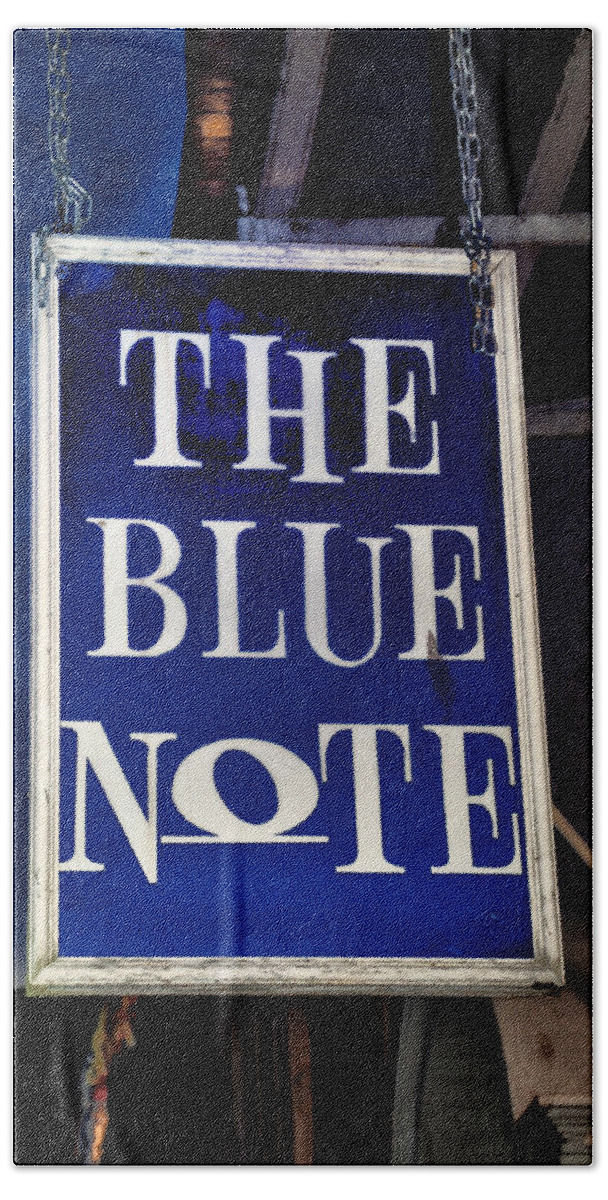 The Blue Note - Bourbon Street Hand Towel featuring the photograph The Blue Note - Bourbon Street by Bill Cannon