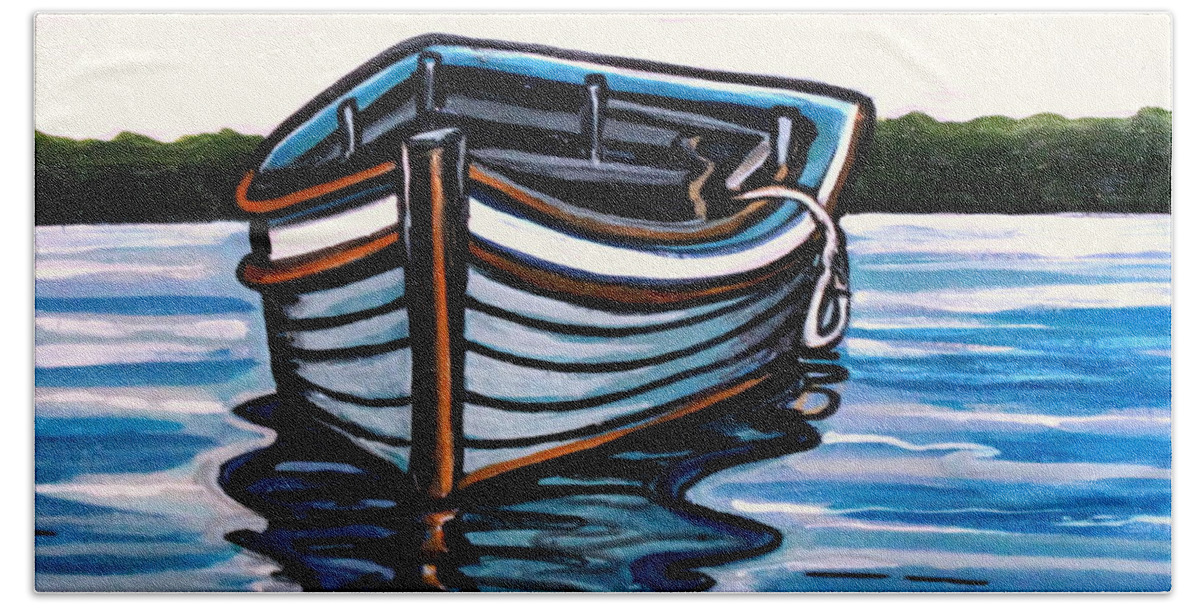 The Blue Wooden Boat Bath Sheet for Sale by Elizabeth ...