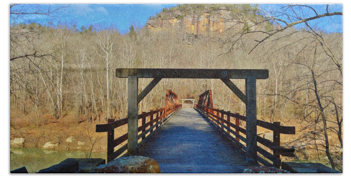 Featured Bath Towel featuring the photograph The Bridge to the Butte by Stacie Siemsen