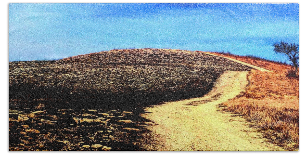 Fire Bath Towel featuring the photograph The Burn Unveiled the Land's Details by Michael Oceanofwisdom Bidwell