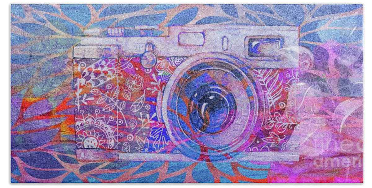 Camera Hand Towel featuring the digital art The Camera - 02c3t by Variance Collections