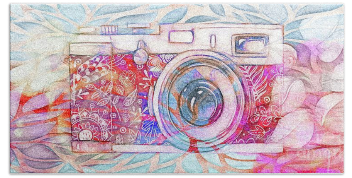 Camera Hand Towel featuring the digital art The Camera - 02c8v2 by Variance Collections