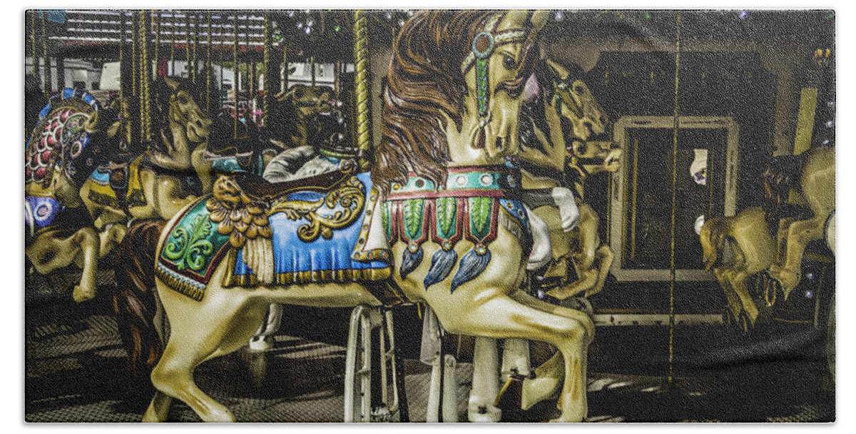 Magical Carousels Bath Towel featuring the photograph The Carrousel Ride by Garry Gay