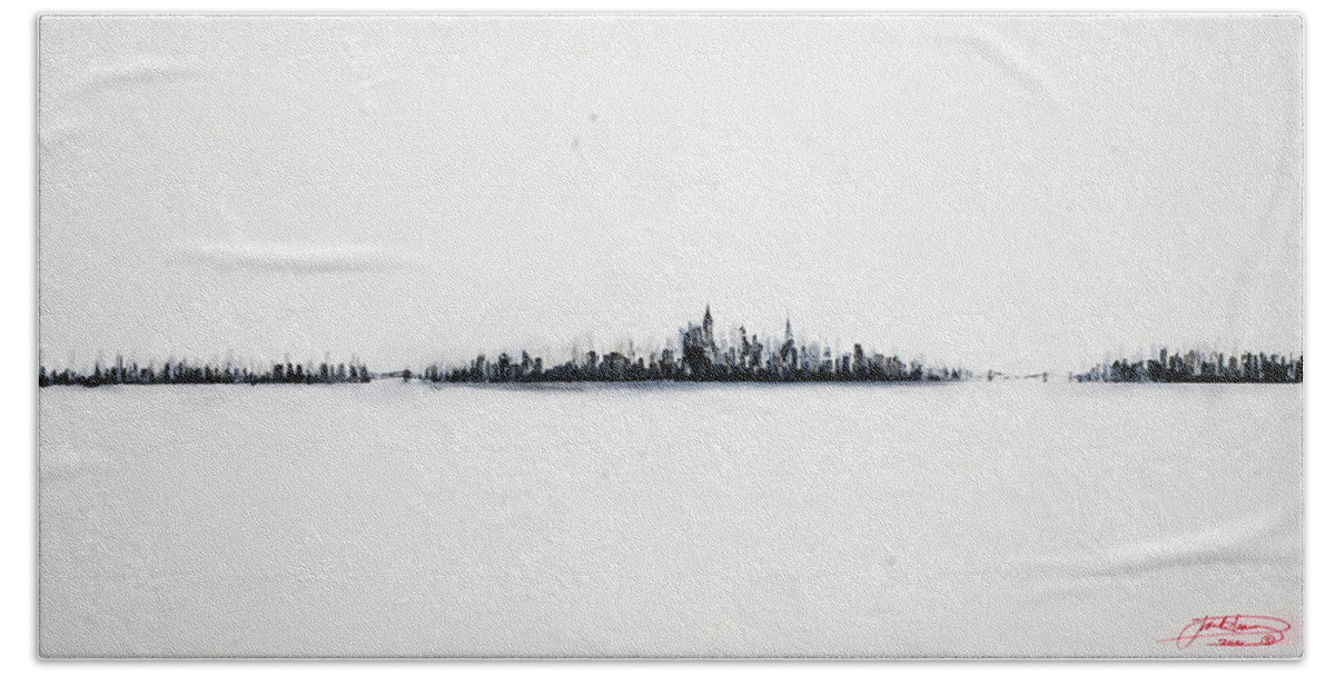 Painting Hand Towel featuring the painting The City New York by Jack Diamond