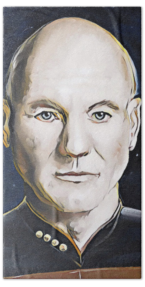 Picard Bath Towel featuring the digital art The Commanding Officer by David Bader