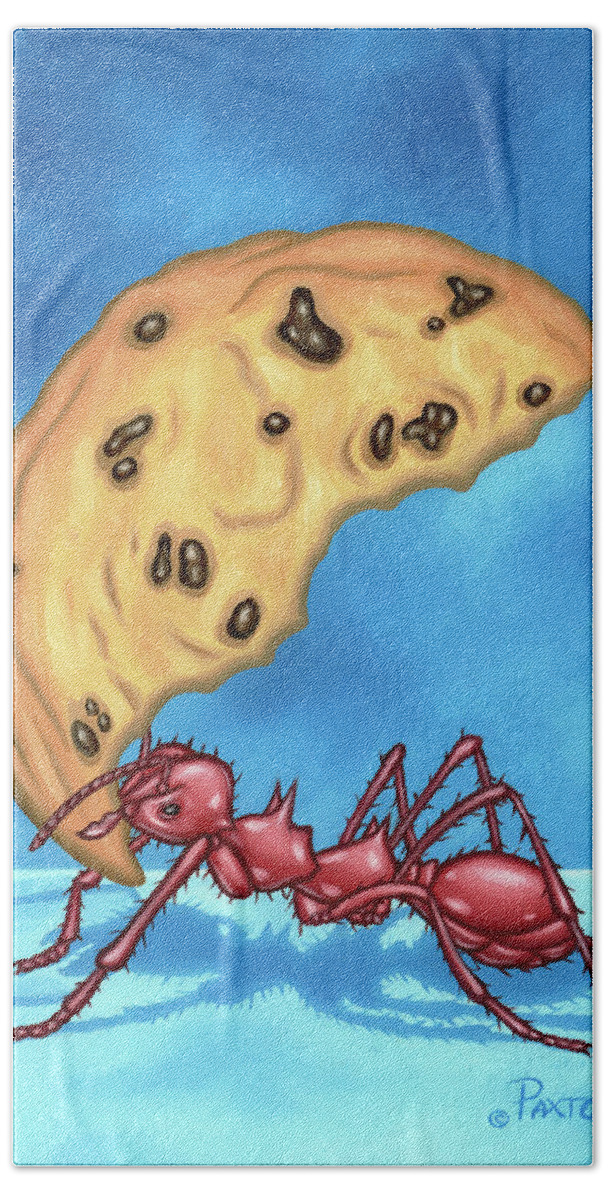  Hand Towel featuring the painting The Cookie Cutter Ant by Paxton Mobley