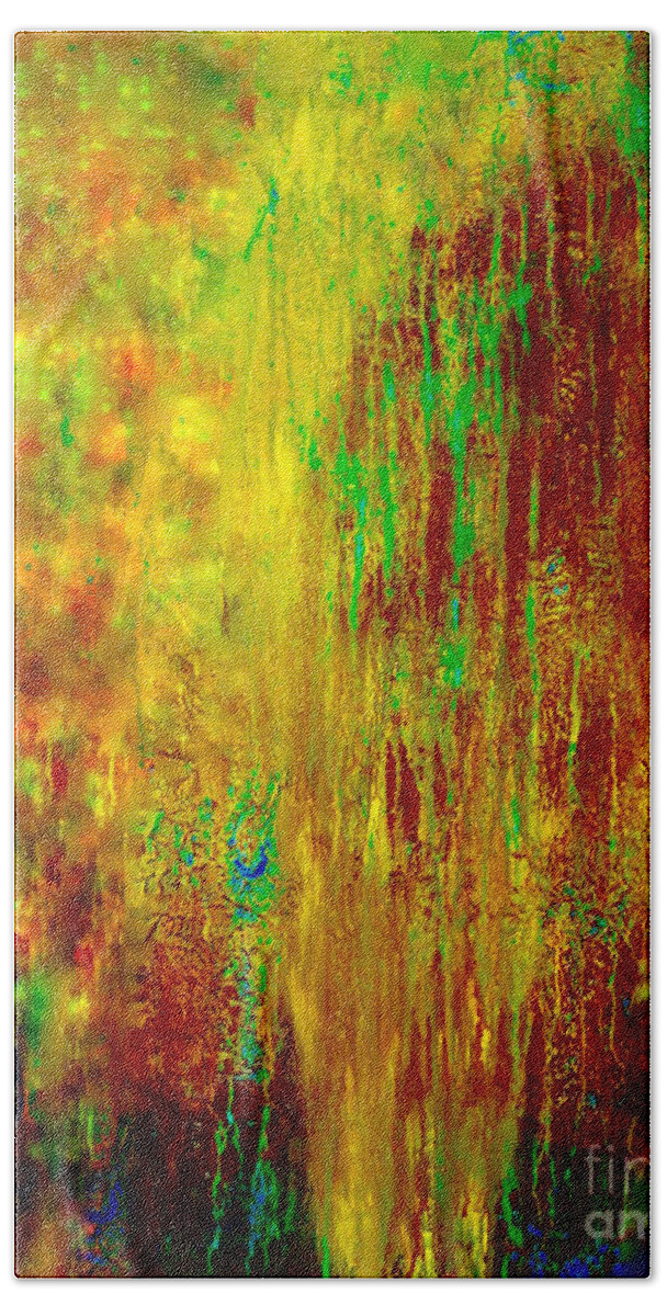 Painting-abstract Acrylic Bath Towel featuring the painting The Creator Beckoning The Created by Catalina Walker