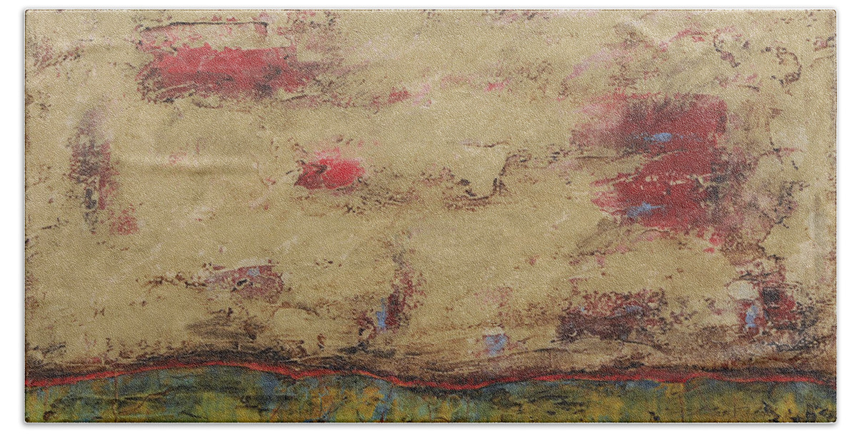 Abstract Bath Sheet featuring the painting The Crossing by Jim Benest