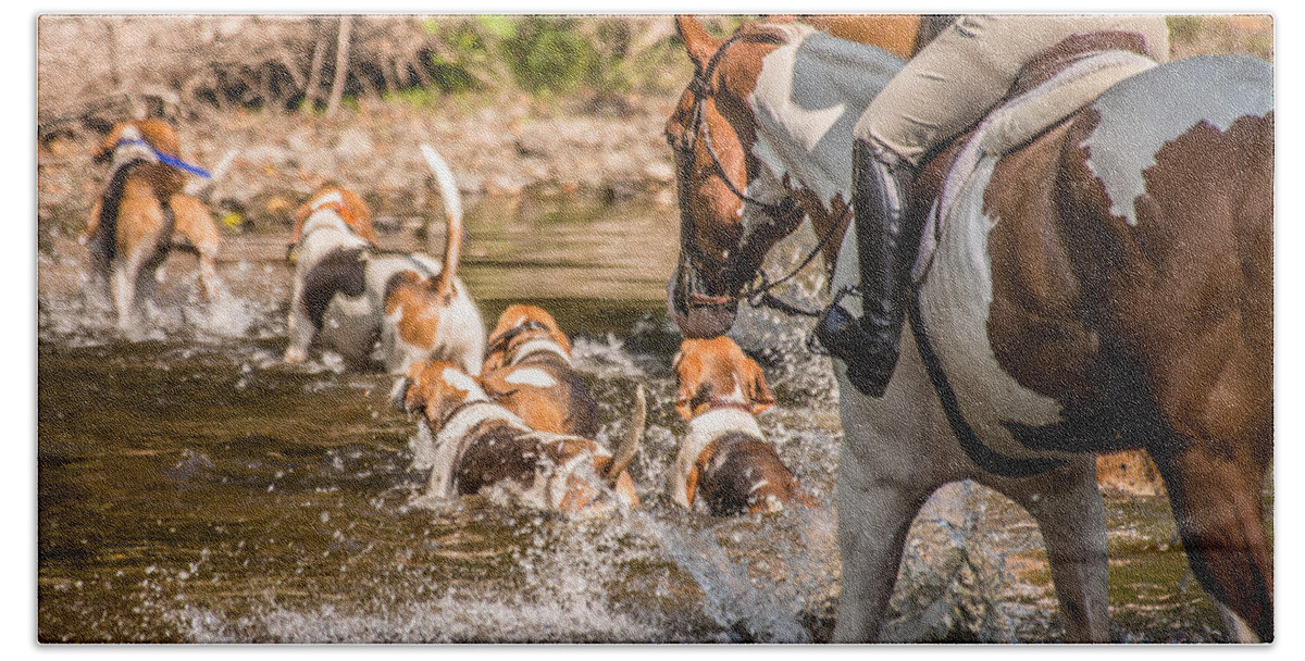 Hounds Hand Towel featuring the photograph The Crossing by Pamela Taylor