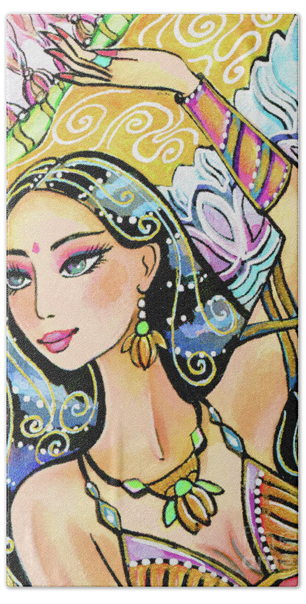 Belly Dancer Hand Towel featuring the painting The Dance of Daksha by Eva Campbell
