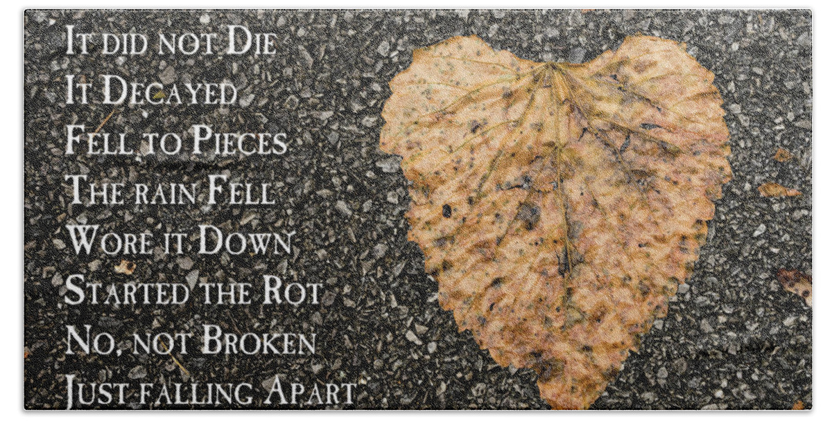 Sharon Popek Hand Towel featuring the photograph The Decay of Heart by Sharon Popek
