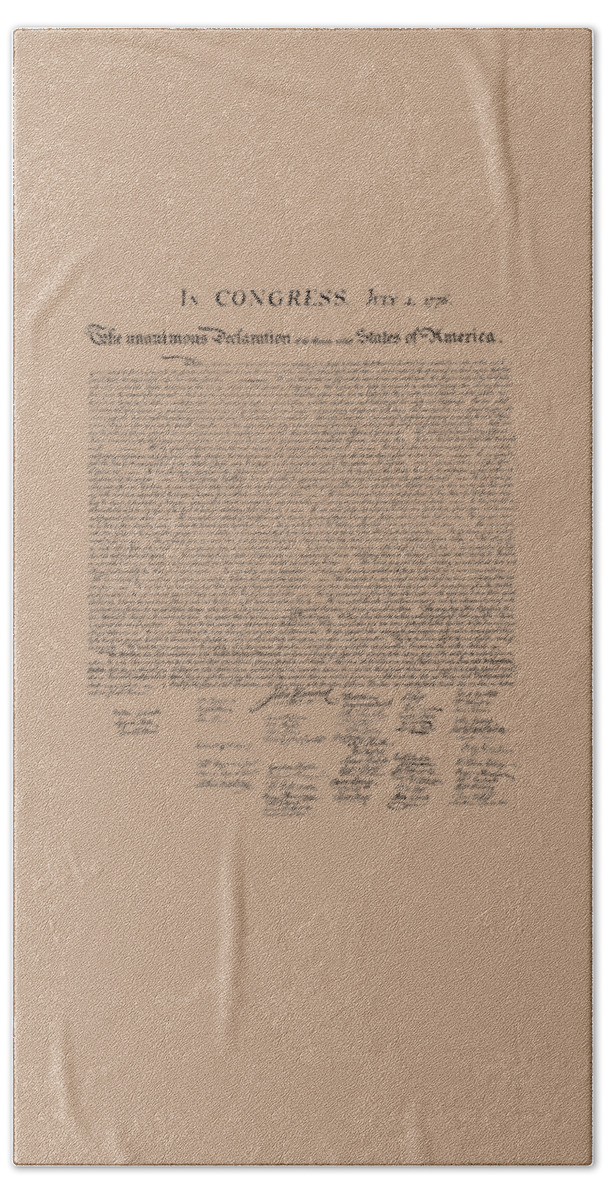 Declaration Of Independence Hand Towel featuring the mixed media The Declaration of Independence by War Is Hell Store