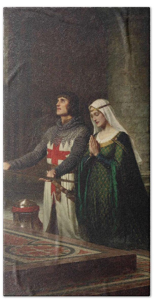 19th Century Art Bath Towel featuring the painting The Dedication by Edmund Leighton