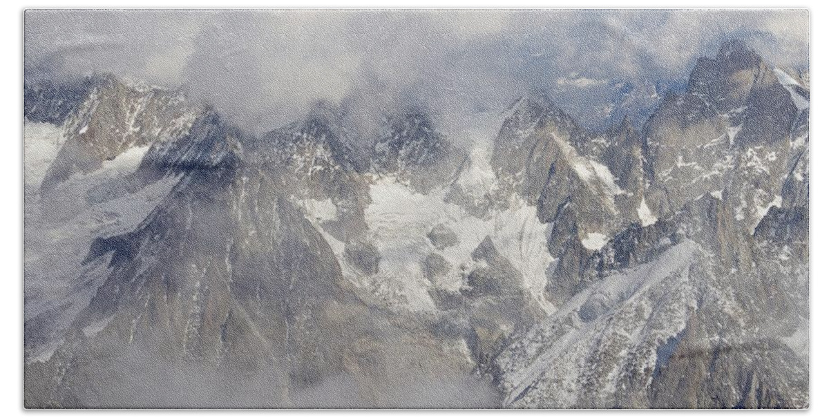 Aiguille Du Midi Hand Towel featuring the photograph The Devils Teeth by Stephen Taylor
