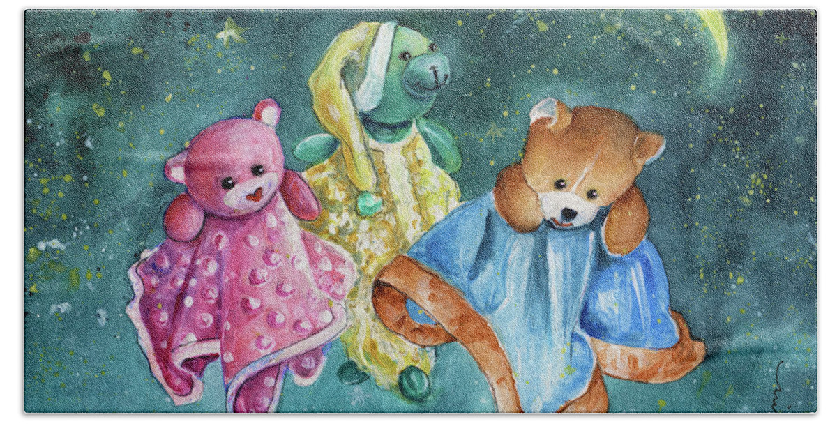 Truffle Mcfurry Bath Towel featuring the painting The Doo Doo Bears by Miki De Goodaboom