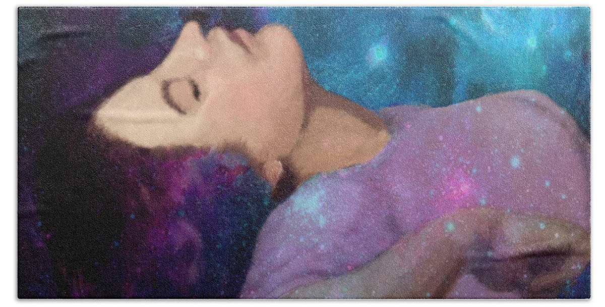 Dream Bath Towel featuring the painting The Dreamer by Portraits By NC