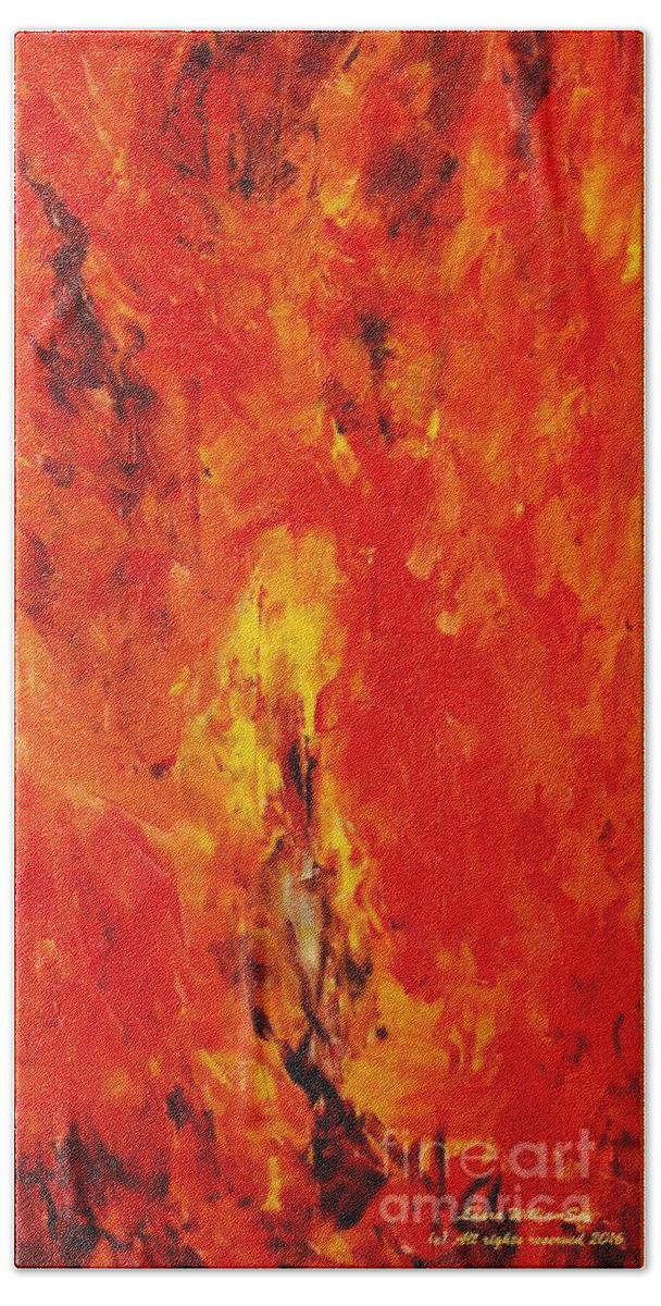 Abstract Landscapes Bath Towel featuring the painting THE ELEMENTS Fire #1 by Laara WilliamSen