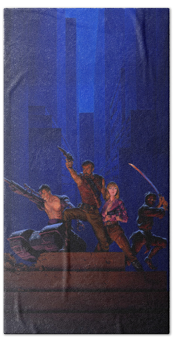Space Hand Towel featuring the painting The Eliminators by Richard Hescox
