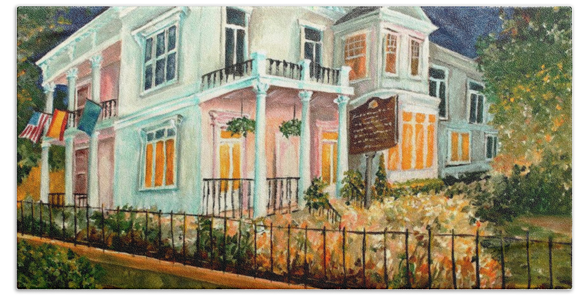 New Orleans Bath Towel featuring the painting The Elms in New Orleans by Diane Millsap