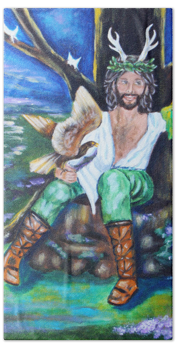 Faery Bath Towel featuring the painting The Faery King by Diana Haronis