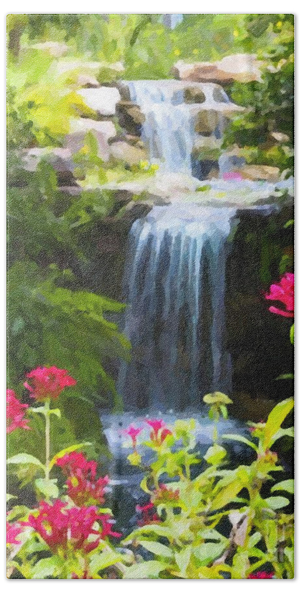 Waterfall Hand Towel featuring the painting The Falls by Tammy Lee Bradley