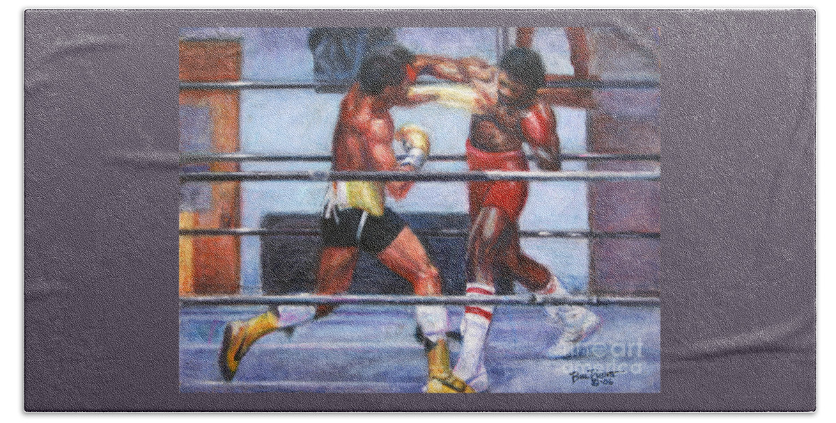 Rocky Balboa Hand Towel featuring the painting The Favor - Rocky 3 by Bill Pruitt
