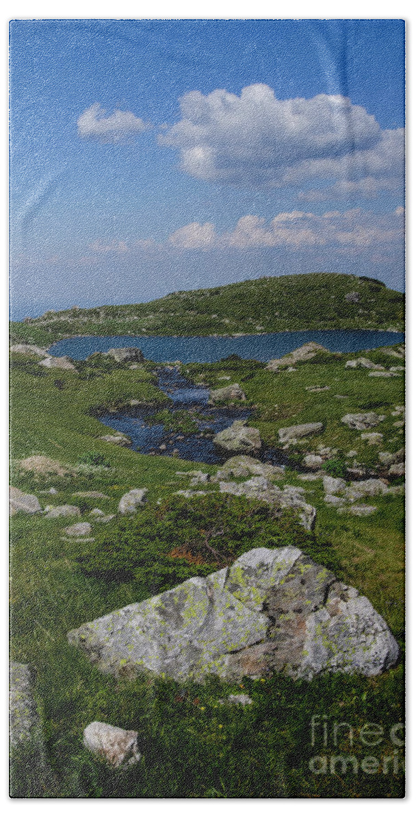 Mountain View Bath Towel featuring the photograph The Fish Lake-Rila Lakes by Steve Somerville