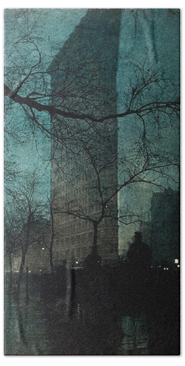 The Flatiron Building Bath Towel featuring the painting The Flatiron Building by Edward Steichen