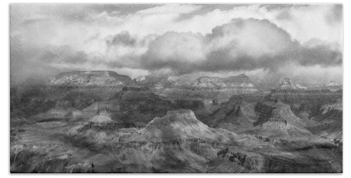 Landscape Bath Towel featuring the photograph The Grand Canyon BW 2 by Jonathan Nguyen