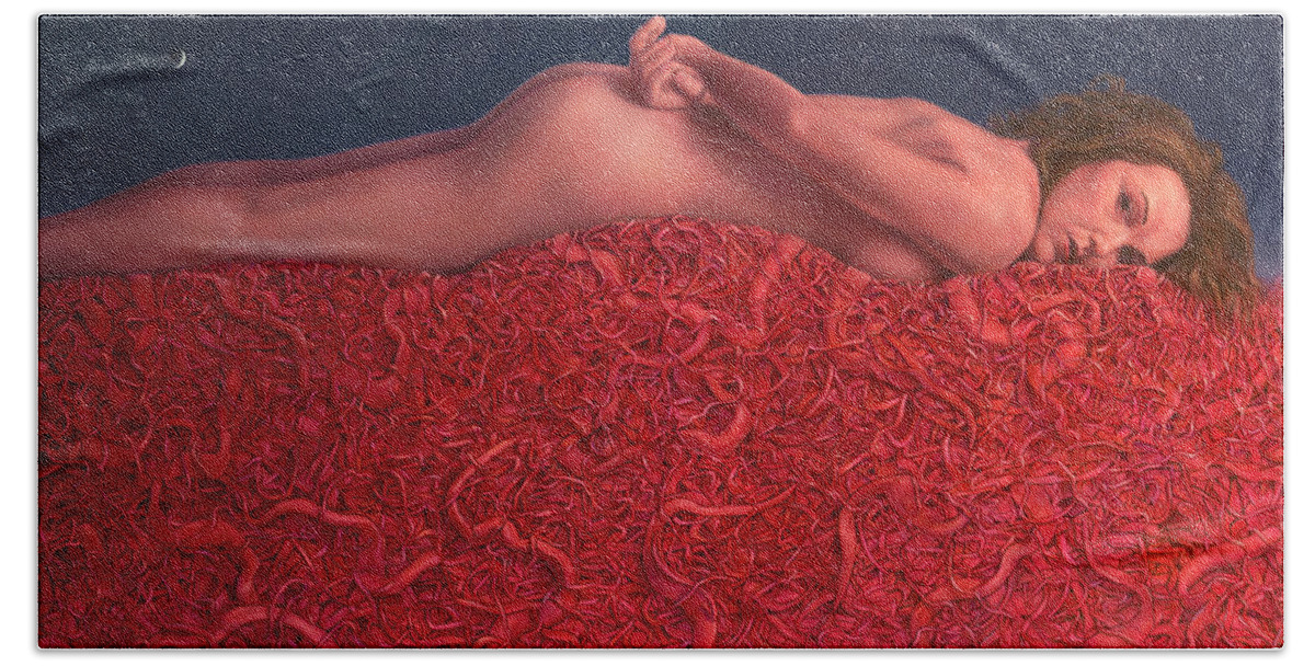 Woman Hand Towel featuring the painting The Gravity of Flesh by James W Johnson
